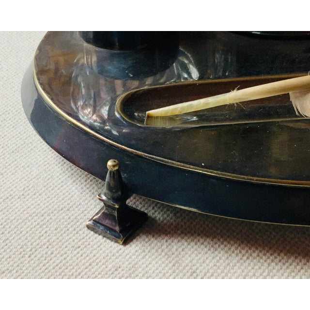 Mid-19th Century English Neoclassical Silverplate Inkwell & Inkstand For Sale - Image 10 of 16