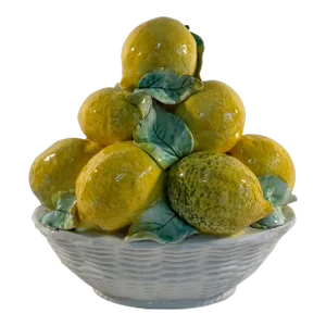 Vintage Italian Majolica Oval Lemon Topiary Basket