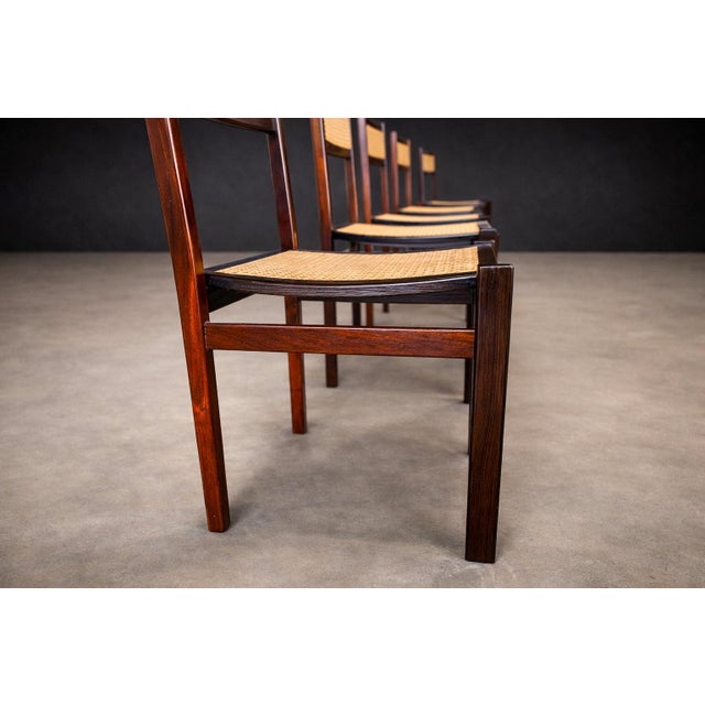 Set of 4 Dining Chairs in Rosewood & Cane, Unknown, 1960s For Sale - Image 9 of 11