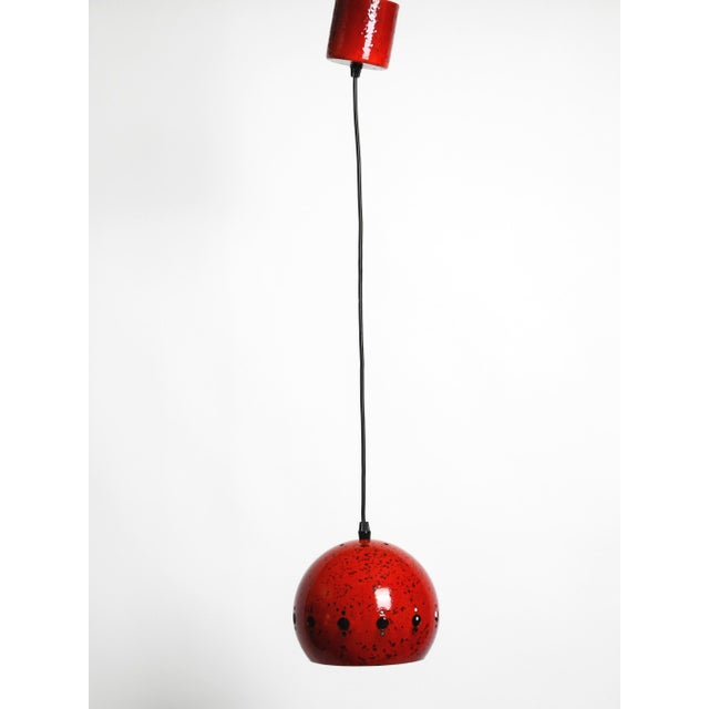 Small Mid-Century Modern Red and Black Enameled Pendant Lamp, 1960s For Sale - Image 12 of 18