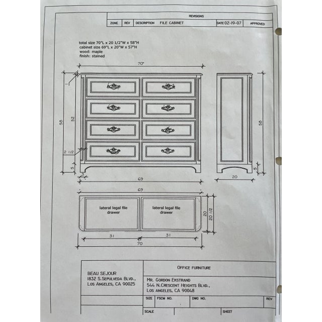 Office Filing Cabinet Custom Made Maple For Sale - Image 12 of 13