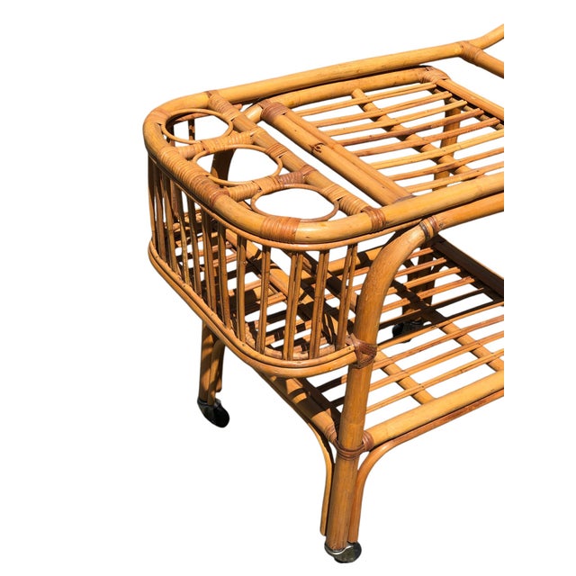 Vintage Rattan Bar Cart For Sale In Raleigh - Image 6 of 6