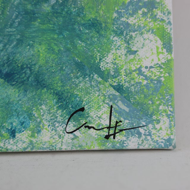Abstract "Verdant Mist" Contemporary Abstract Mixed-Media Painting For Sale - Image 3 of 9