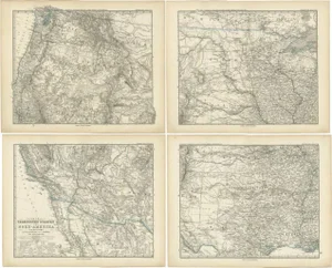 Antique Maps of Part of the United States of America, Set of 4