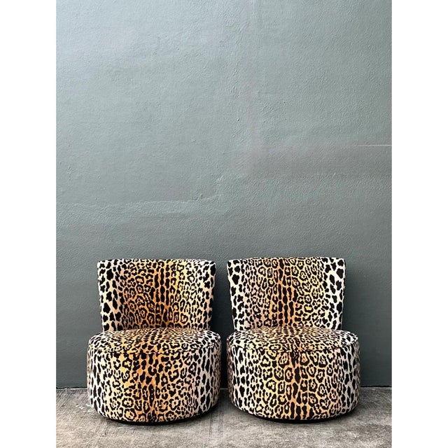 Vintage Leopard Velvet Swivel Chairs For Sale - Image 10 of 12