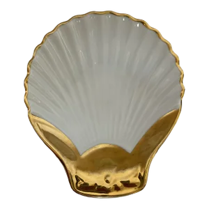 Royal Worcester Gold China Lustre Ware Scallop Dish From the 1970s