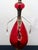 Mid 20th Century Mid-Century Modern Ruby Red Glass Lamp With Gilt Brass and Crystal Prisms For Sale - Image 5 of 9
