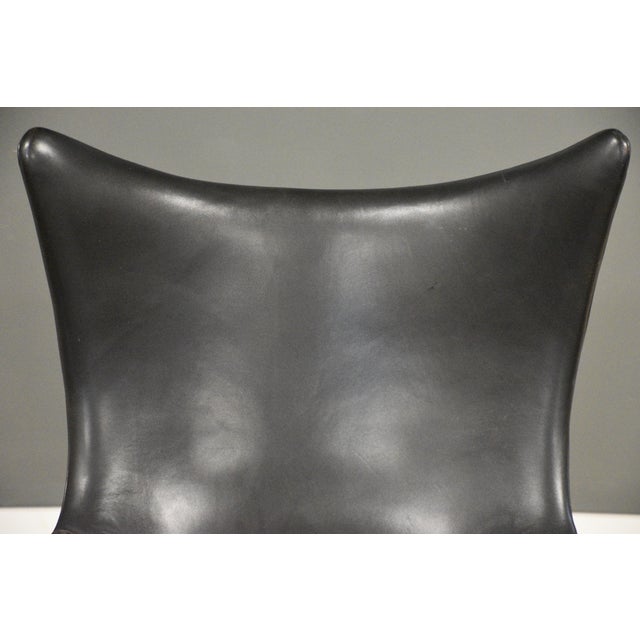 1960s h.w. Klein Bramin Leather Black Lounge Chair and Ottoman For Sale - Image 11 of 13