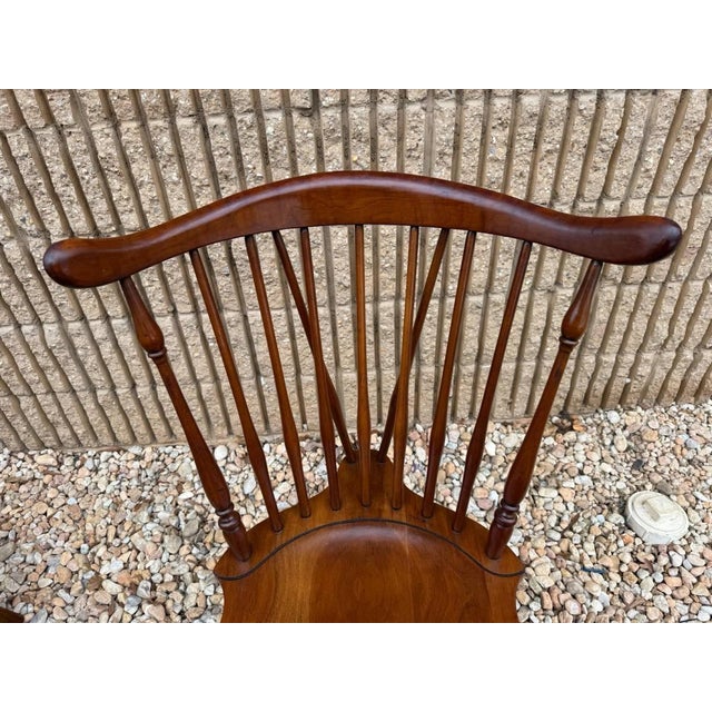 Vintage Solid Cherry Duxbury Windsor Fiddle Back Dining Side Chairs by Pennsylvania House- Set of 6 For Sale - Image 11 of 12
