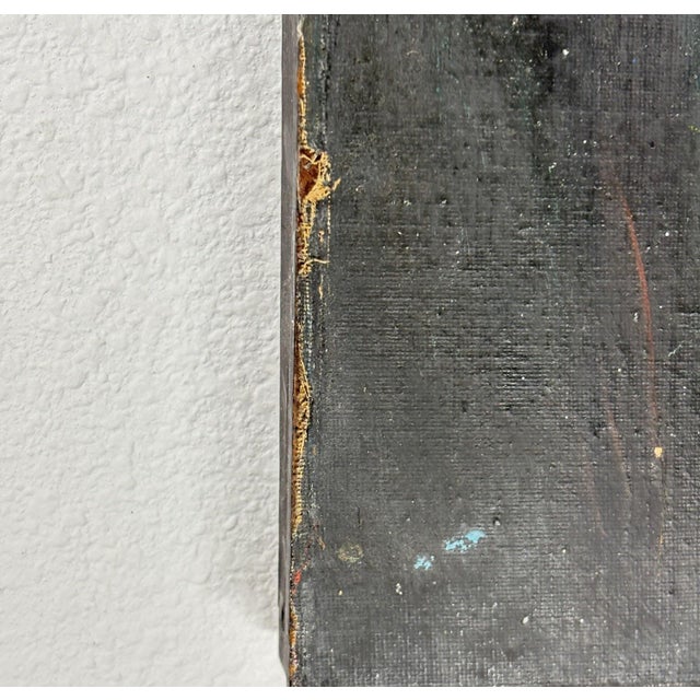 Blue 1962 Philip Behymer Mid-Century Modern Portrait - Oil on Canvas Board For Sale - Image 8 of 10