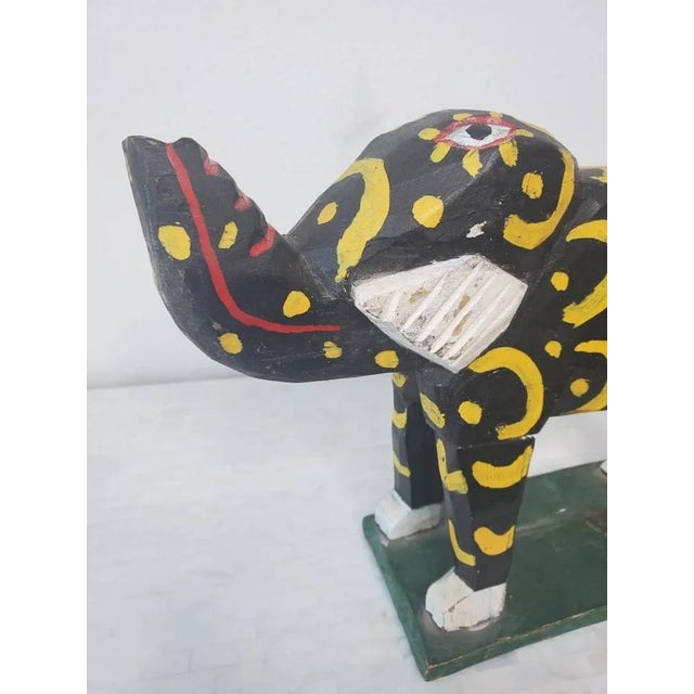 Vintage Guatemalan Hand Carved & Painted Elephant For Sale In Dallas - Image 6 of 11