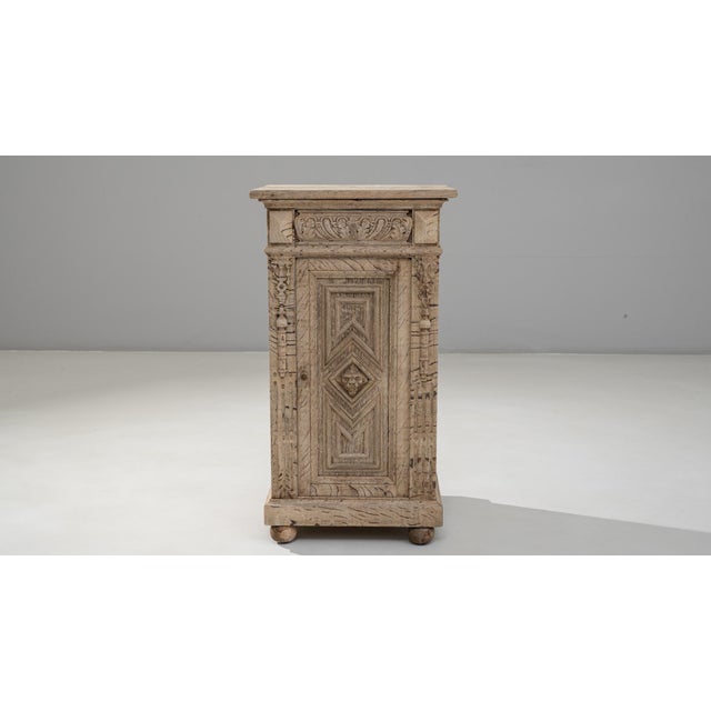 1890s French Renaissance Revival Oak Bedside Table With Drawer For Sale - Image 4 of 18