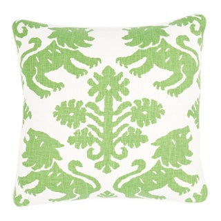 Schumacher Regalia 18" Pillow in Green For Sale