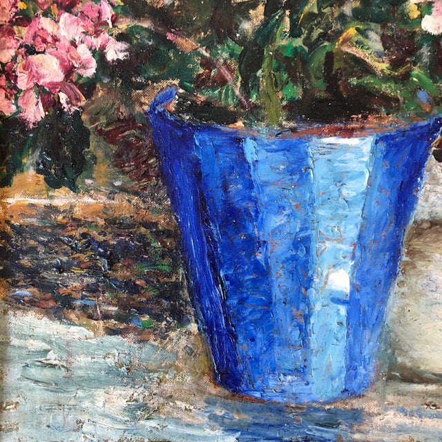 Original Vintage Modernist Still Life Floral 1040’s Painting For Sale - Image 4 of 6