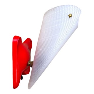 Mid-Century Modern French Red Plastic Adjustable Wall Sconce, 1960s For Sale