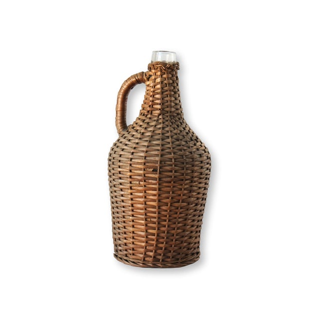 Antique French Wicker Demijohn Bottle For Sale - Image 4 of 4