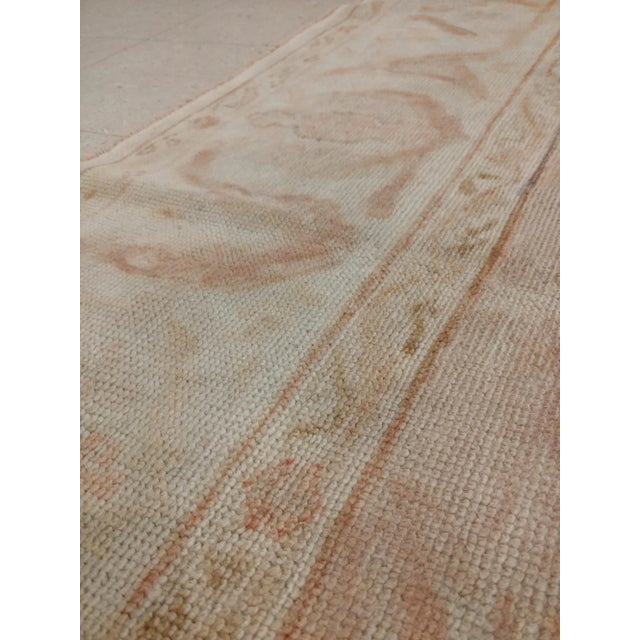 1910s Antique Oushak Carpet, Handmade Turkish Oriental Rug, Pastel, Pale, Soft Colors For Sale - Image 5 of 10