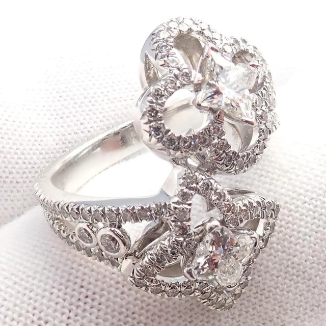 Louis Vuitton LV Monogram Signature Diamond Fusion White Gold Ring, Size 5.75 For Sale - Image 12 of 12