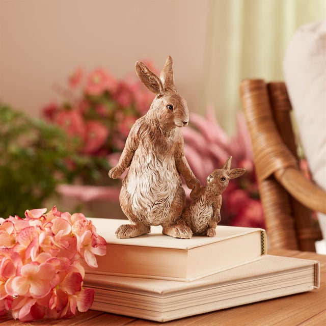 Add a touch of nature to your home with the Stone Mother Rabbit and Baby Bunny Figurine Set. This charming duo features a...