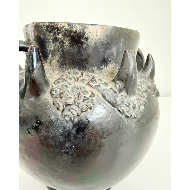 Black Antique Mexican Spanish Colonial Clay Pot, Early 20th Century For Sale - Image 8 of 12