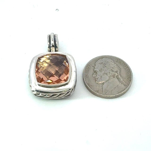 1990s 1990s David Yurman Morganite Albion Pendant 14 Mm Sterling Silver Estate For Sale - Image 5 of 5