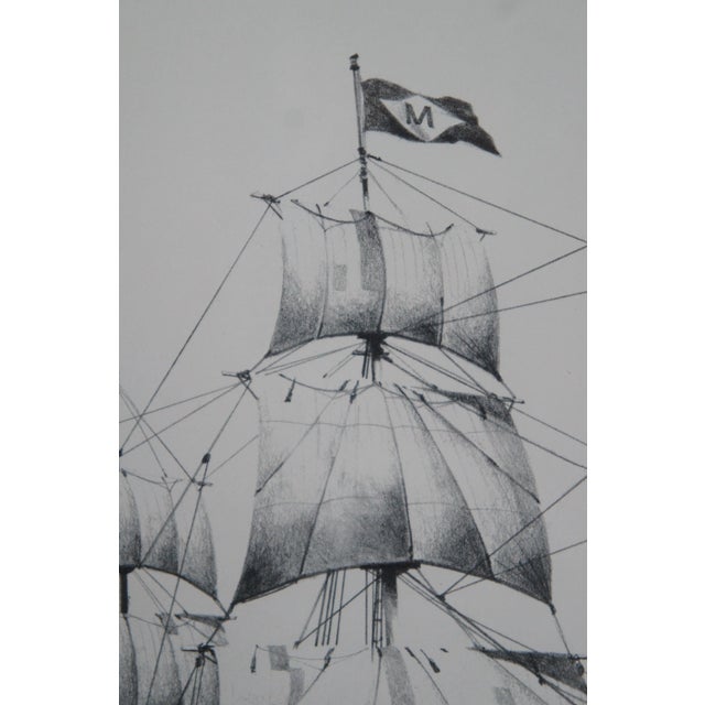 Mid 20th Century The Whaler Charles W. Morgan Nautical Maritime Lithograph Print Fowler 26" For Sale - Image 5 of 11