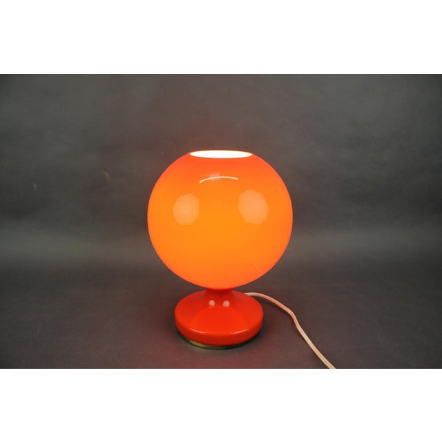 Czech Orange Opaline Glass Mushroom Table Lamp, 1970s For Sale - Image 10 of 13