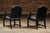 Early 20th Century Pair of Black Leather Revival Armchairs With Nailhead Trim For Sale - Image 5 of 12
