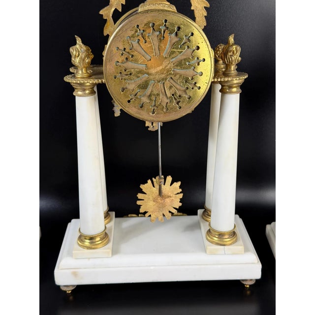 Antique French Mantel Clock Set in Gilt Bronze, 1800s, Set of 3 For Sale - Image 17 of 18