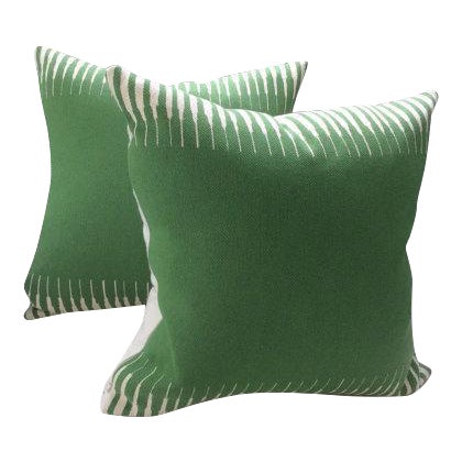 Manuel Canovas Pillows In Green Woven Kazan Pattern A Pair