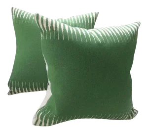 Manuel Canovas Pillows in Green Woven Kazan Pattern - a Pair