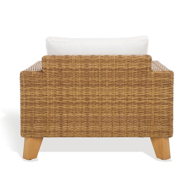 Margarita Wicker Patio Chair, Natural/White For Sale - Image 9 of 10