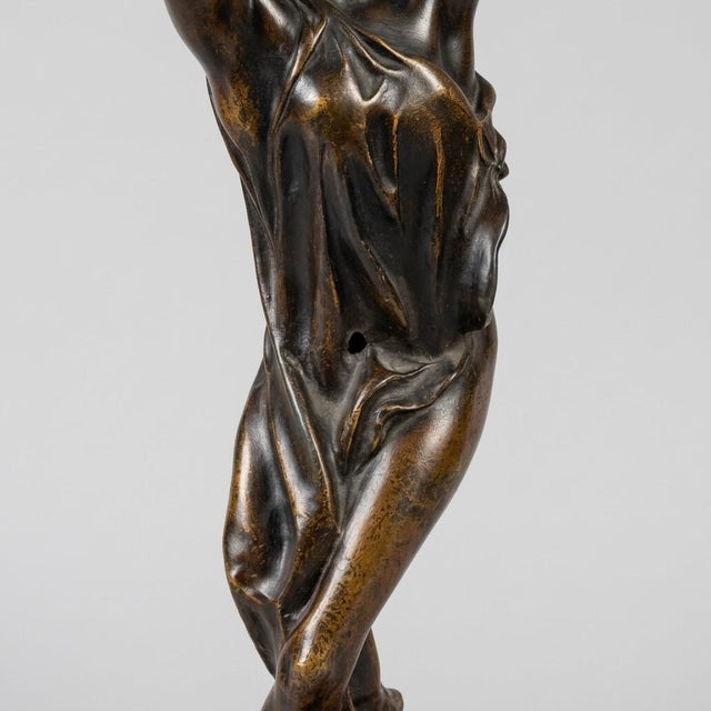 Large 20th Century Belle Époque French Female Figurines in Bronzed Metal, Set of 2 For Sale - Image 12 of 14