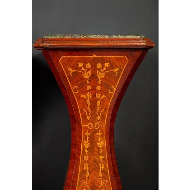 Large 19th Century French Marquetry Inlaid Pedestals, Set of 2 For Sale - Image 11 of 12