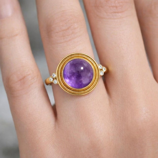 Not Yet Made - Made To Order Vintage Inspired Amethyst and Topaz Ring in Silver, Gold, Size 6 For Sale - Image 5 of 5
