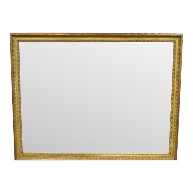 Vintage Italian Hollywood Regency Gold Giltwood Large Rectangular Wall Mirror For Sale