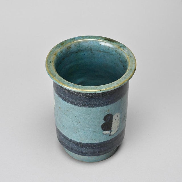 Mid-Century Modern Small Glazed Ceramic Vessel by Menelika Pottery, 1950s For Sale - Image 3 of 13