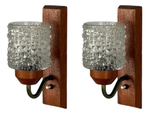 Danish Modern, Teak, Brass, Glass, Wall Lights, Denmark, 1960s