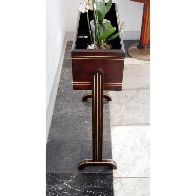 Art Nouveau Flower Container Mahogany Stained Brass Inlays Vienna, 1915 For Sale - Image 4 of 7