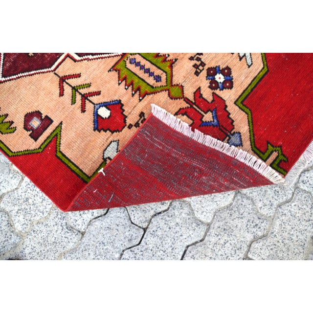 Vintage Red Small Rug For Sale - Image 10 of 11