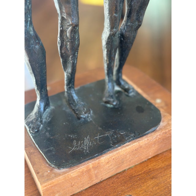1970s Mid-Century Modern Bronze Sculpture of a Mother and Child by Harry Geffert For Sale - Image 5 of 10