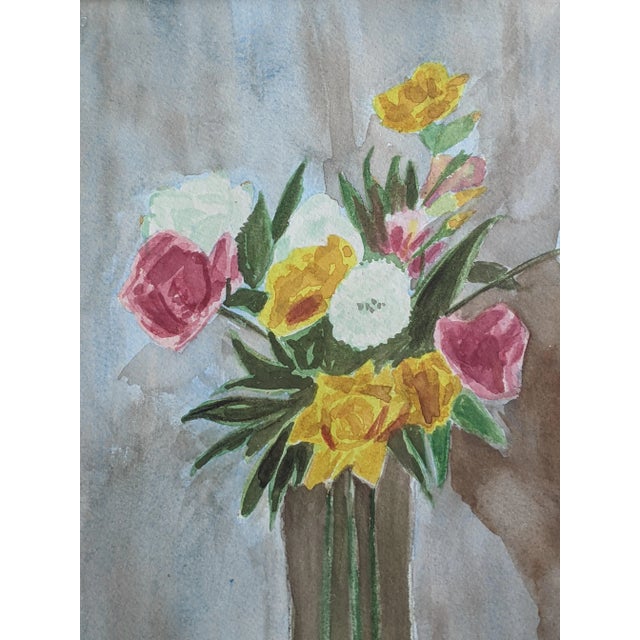 Vintage Original Still Life Floral Watercolor Painting Framed | Chairish