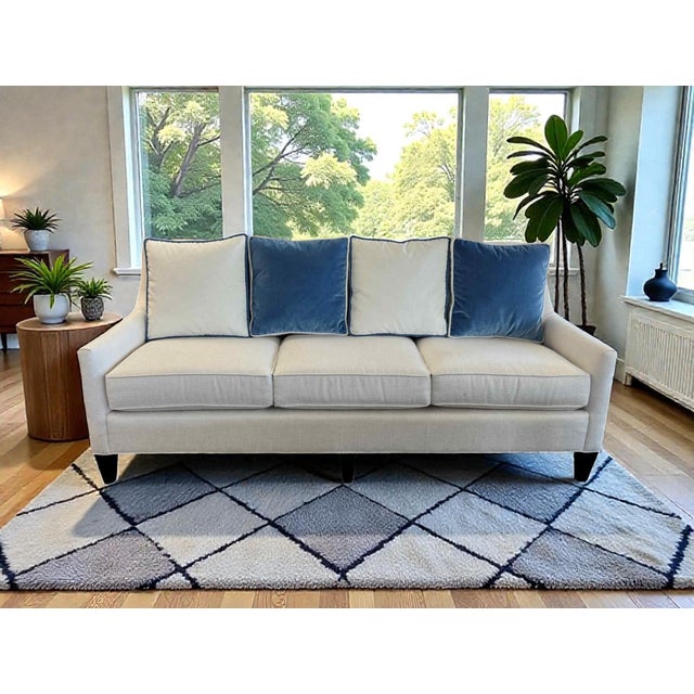 CR Laine 3-seat sofa. Features contemporary lines with three loose seat cushions, slender track arms, and tapered legs....