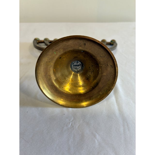 Vintage Brass Hanukkah Menorah With Nine Candle Holders For Sale - Image 14 of 15