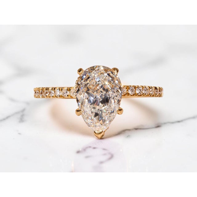 The West River: 2.12 Carat Pear Shaped Diamond Engagement Ring For Sale - Image 12 of 15