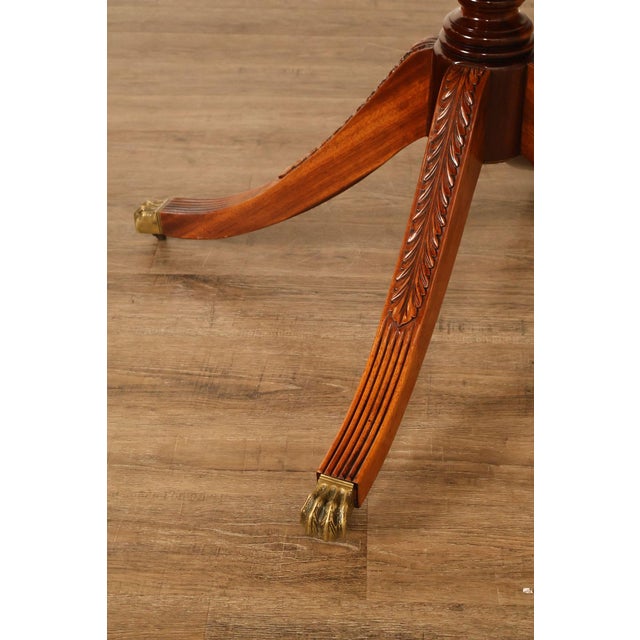 Brown Duncan Phyfe Style Mahogany Round Breakfast Table With Brass Claw Feet For Sale - Image 8 of 18