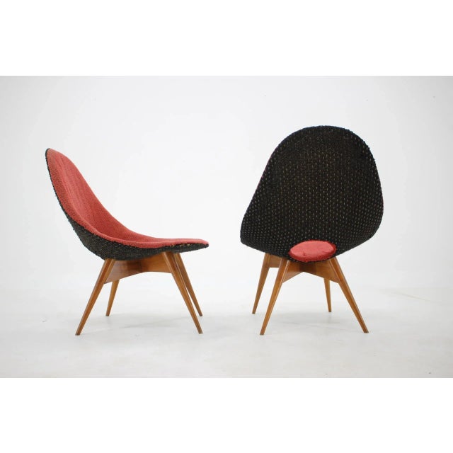 Textile Set of Fibreglass Chairs, Czechoslovakia, 1960s For Sale - Image 7 of 8
