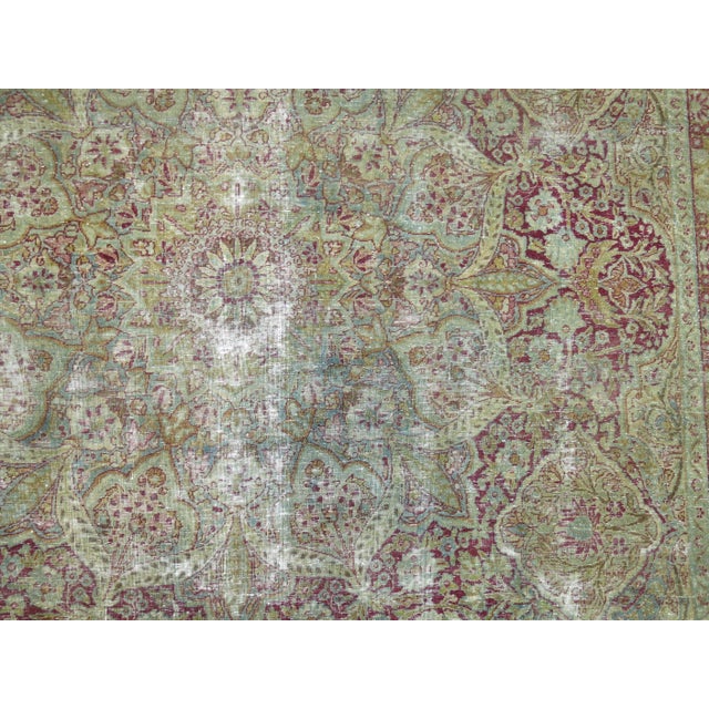 Early 20th Century Traditional Worn Persian Kerman Room Size Rug - 8'4" x 12' For Sale - Image 10 of 11