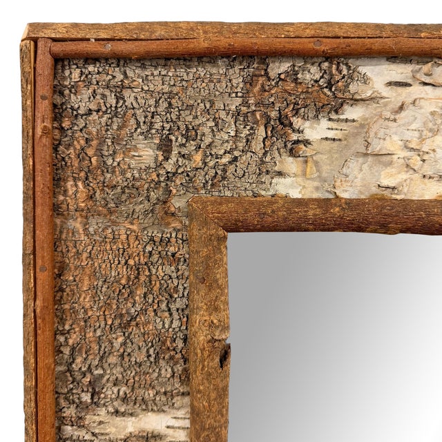 Late 20th Century Vintage American Birch Bark Framed Mirror For Sale - Image 5 of 12