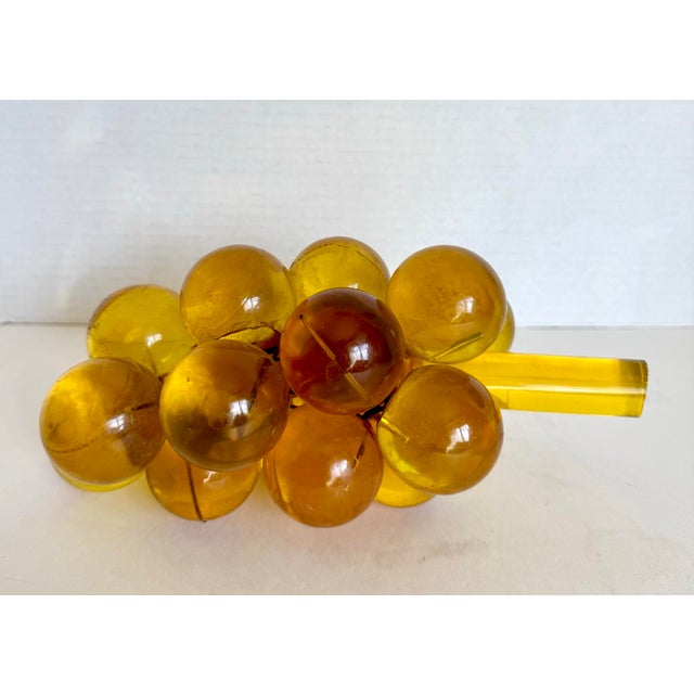 Mid-Century Modern Golden Yellow Lucite Grape Cluster Sculpture For Sale - Image 4 of 7
